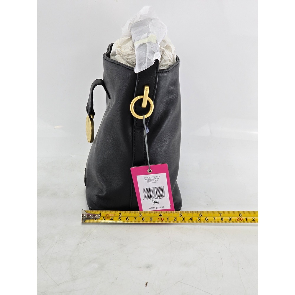 Vince Camuto Ezrah Bucket Bag Women OS Black Leather Gold Crest - NEW - Picture 7 of 11
